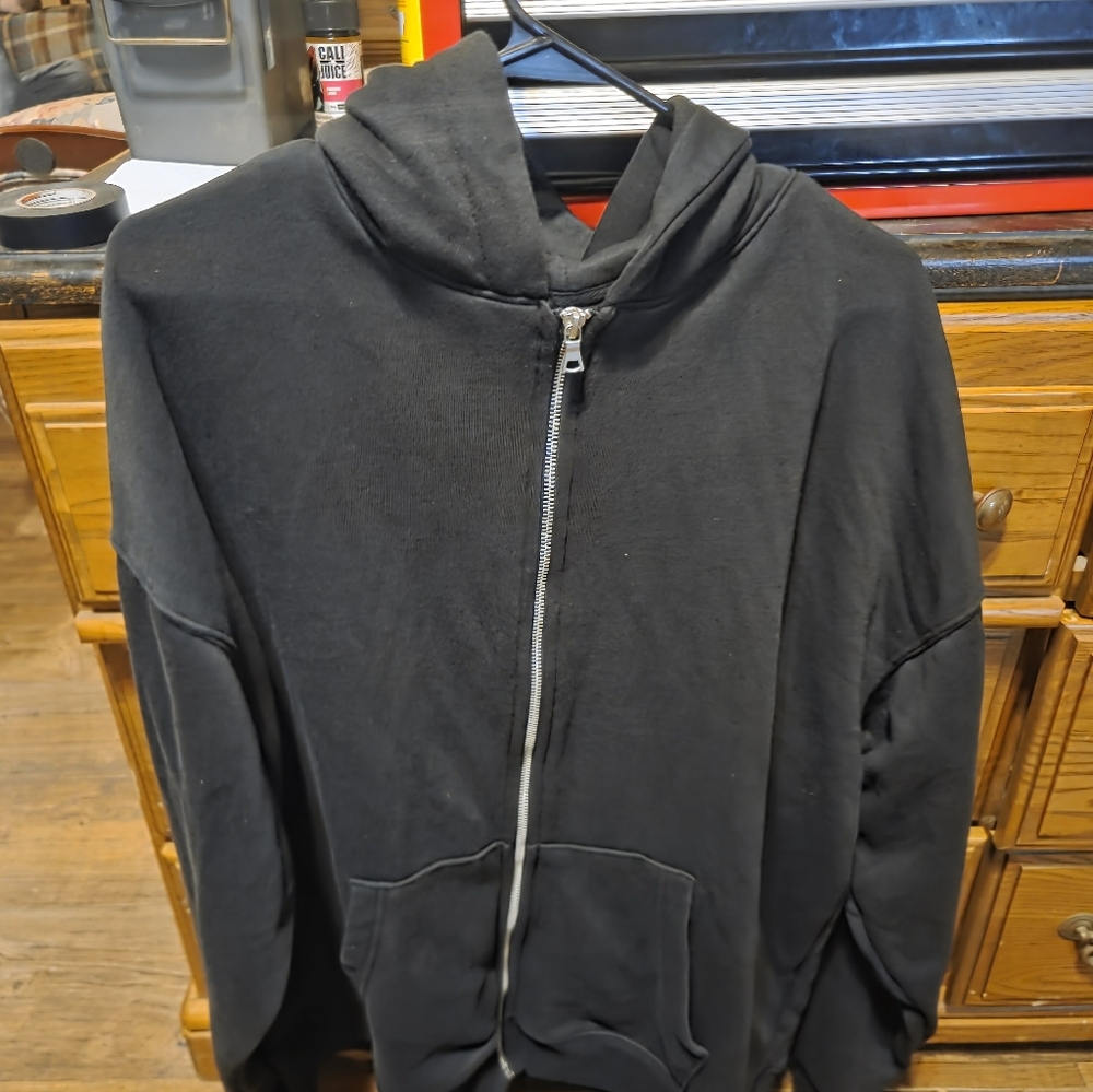 Men's Black Zip-Up Hoodie, No Boundaries